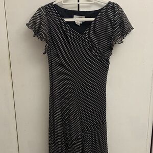 Vintage Adrianna Papell woman polka dot silk dress 100%silk